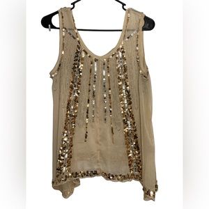 GOLD SHEER SEQUIN TANK TOP
